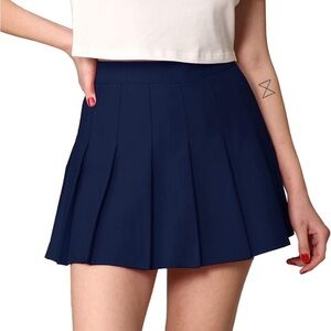 Japanese Style Pleated Navy Blue Mini Skirt
